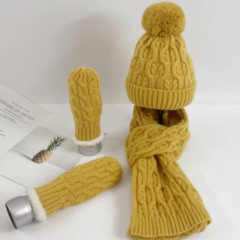 女加厚保暖秋冬季帽子圍巾手套