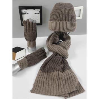 羊毛手套冬季韓版圍巾加絨帽子