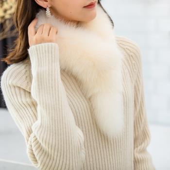 狐貍毛女冬季韓版青年加厚圍巾