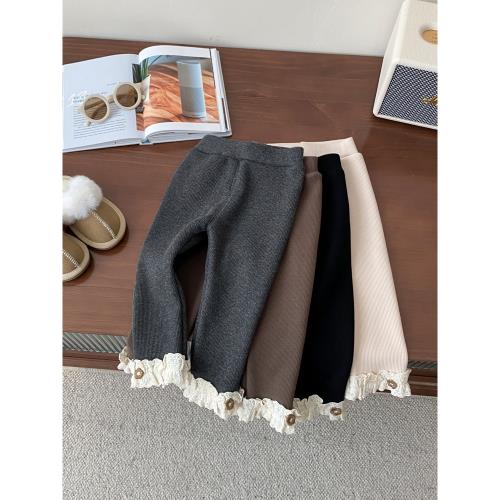 女童加絨打底褲秋冬季小兒童加厚一體絨洋氣外穿保暖寶寶冬裝褲子