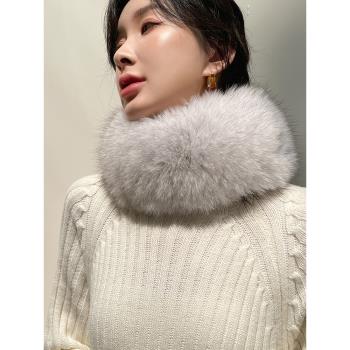 韓國狐貍女秋冬領子皮草真毛圍脖
