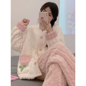 女士2023年新款甜美法蘭絨睡衣
