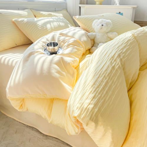 ins風泡泡紗床上四件套水洗棉三件套床單被套宿舍床笠單被套簡約