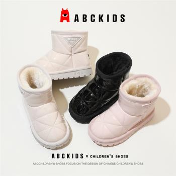 abckids冬季兒童加絨鞋雪地靴