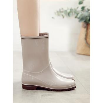 日式高品質時尚中筒工作防水雨鞋