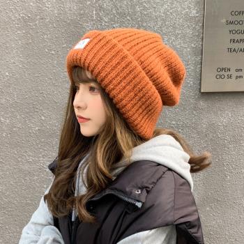 寬松大頭圍針織帽女冬季毛線帽子秋冬保暖適合圓臉顯臉小堆堆帽潮