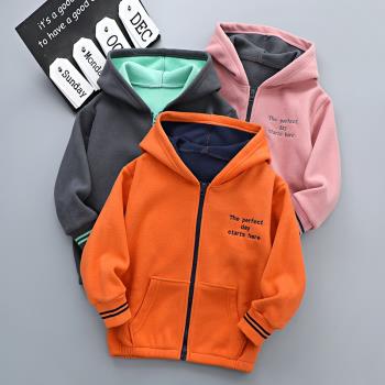 男女童加絨加厚防風衣連帽外套