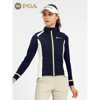 美國PGA高爾夫羽絨服女裝春季白鴨絨服裝保暖外套防水背心馬甲