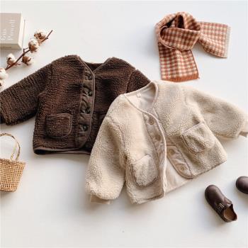 親子裝毛毛衣加厚冬裝韓國童裝兒童羊羔毛外套母女裝保暖外出棉衣
