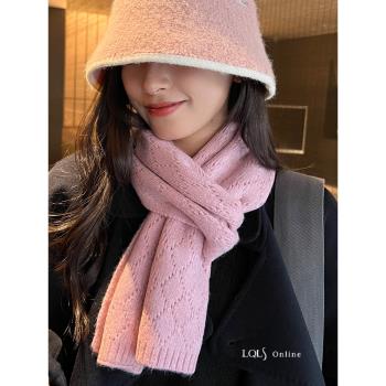 狂熱粉色系浪漫可愛冬季針織圍巾
