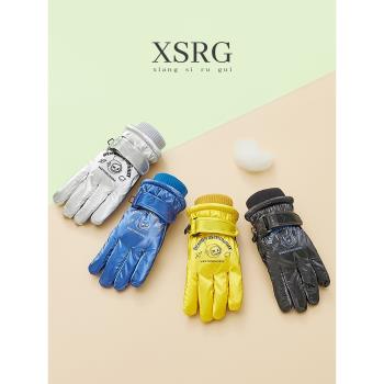 兒童男孩滑雪五指加厚絨保暖手套