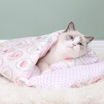 寵物睡袋可拆洗拉鏈小枕頭日式貓狗通用保暖可愛（特價促銷）