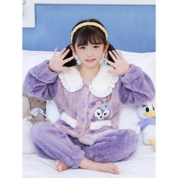 秋冬加厚款珊瑚絨卡通星黛露睡衣