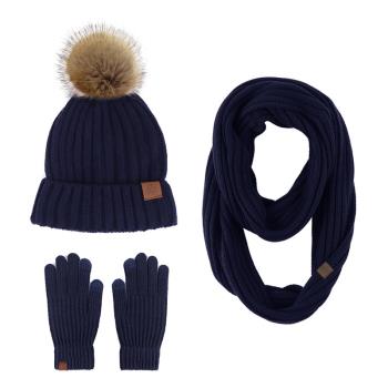 帽子女士冬季圍巾手套三件套保暖加絨圍脖一體防寒針織冷帽毛線帽