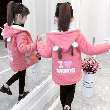 女童洋氣加絨加厚外套中長款燈芯絨大衣風衣保暖棉服小女孩中大童