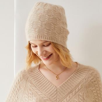 可愛純羊絨女針織秋冬季保暖帽子