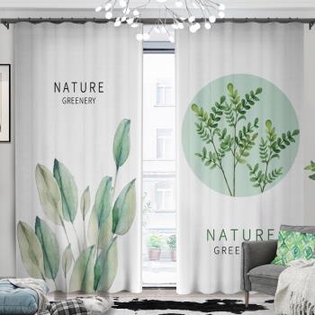 2021新款窗簾遮光北歐風簡約臥室現代成品窗簾網紅ins植物Find綠