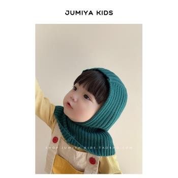 韓國小搭配~秋冬季嬰兒帽子男女寶寶圍巾一體帽保暖護耳圍脖帽冬