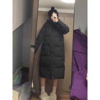 90白鴨絨學院風長款羽絨服女2024秋冬季新款寬松韓版保暖加厚外套