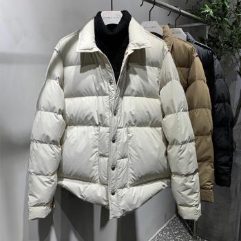 推薦 冬保暖簡約休閑90白鴨絨外套風衣輕薄韓版翻領羽絨服夾克男