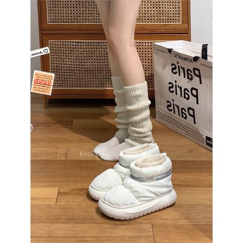 南在南方網紅白色厚底雪地靴冬季女款2025新款加絨保暖面包棉鞋子