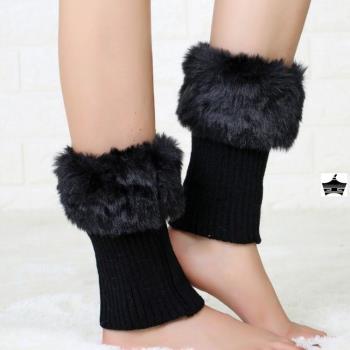 冬季鞋套口毛毛女襪套靴筒套靴套腳套毛護腿套保暖腿套加厚護腳襪