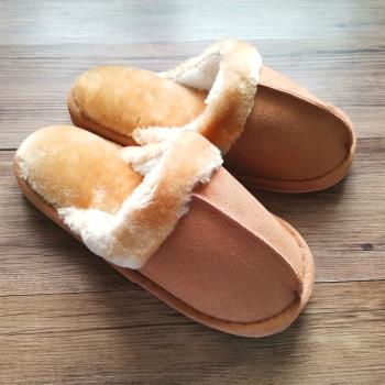 日系大碼拖鞋秋冬季男士包頭超厚毛絨居家地板靜音防滑保暖棉托鞋