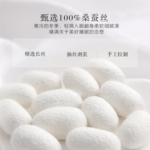 水星家紡四季桑蠶絲被子二合一子母被新疆棉面料雙層加厚冬被抗菌