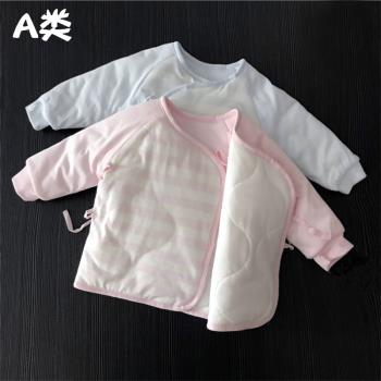 初生嬰兒加厚夾棉保暖0-3月上衣