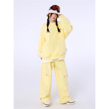 Ren刃川 2024新品9折現貨黃色滑雪服套裝男女款防水保暖韓國單板