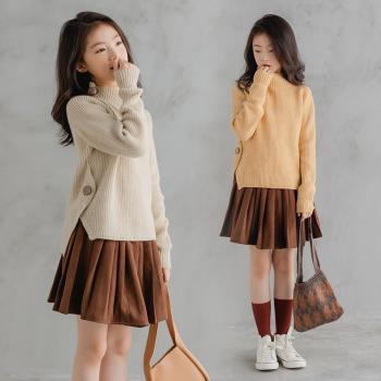 韓版女童套裝開叉加厚保暖毛衣