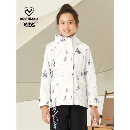 諾詩蘭童裝女中童秋冬新品可拆卸沖鋒衣三合一搖粒絨保暖外套