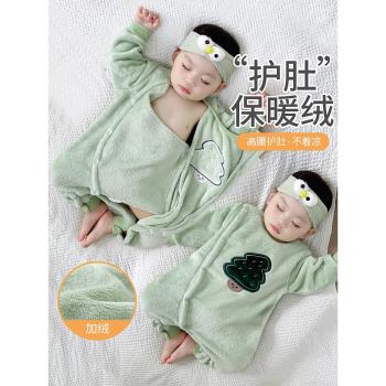 嬰兒秋冬款法蘭絨寶寶加厚連體衣服冬季幼兒睡袋保暖冬裝新款睡衣