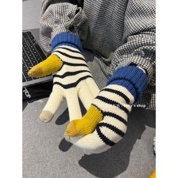 針織女冬季保暖防寒防凍五指手套