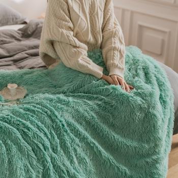 簡約純色孔雀絨毛毯蓋毯毯子牛奶絨珊瑚絨法蘭絨保暖秋冬季沙發毯