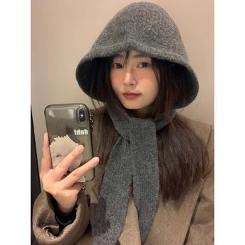 韓國新款ins巴拉克拉法帽子女秋冬季保暖護耳毛線帽圍脖一體包頭