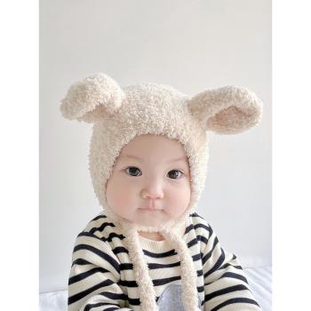 保暖毛絨絨柔軟防風冬天嬰兒帽子