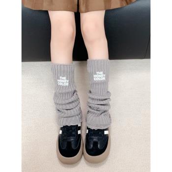 女童襪套秋冬季保暖白色腿套jk韓版字母小腿中筒襪子堆堆襪長筒襪
