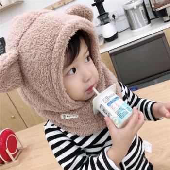 韓版可愛毛絨加厚嬰兒寶寶帽子