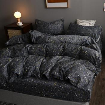 網紅北歐風床上黑白全棉四件套純棉格子床單被套1.8米床笠三4件套