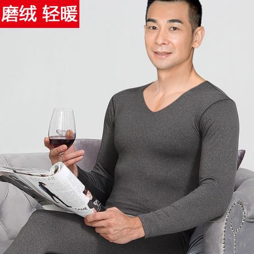 青年男士無痕保暖內衣套裝女加絨加厚打底貼身秋衣秋褲磨絨棉毛衫