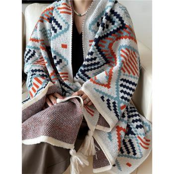 波西米亞風沙發毯民族風北歐保暖披肩空調房午睡蓋毯流蘇針織圍巾