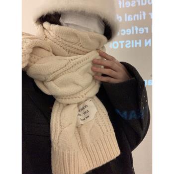 新款圍巾女冬季白色韓版百搭學生可愛ins高級感針織毛線保暖圍脖