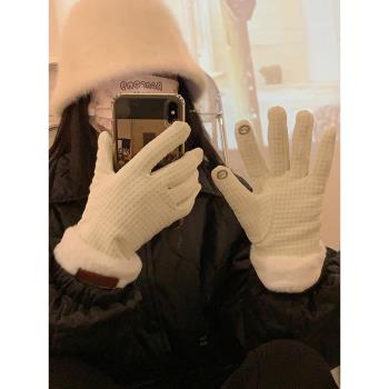 手套冬季女韓版ins加絨加厚保暖騎行開車冬天防滑可觸屏可愛學生
