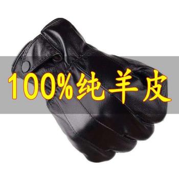 澳洲進口冬季加絨保暖真皮男手套