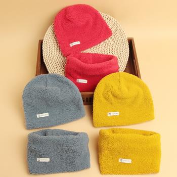 圍巾羊絨加厚保暖兩件套兒童帽子
