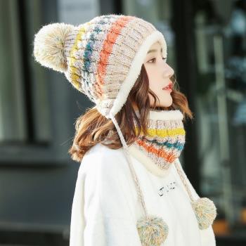 女冬季韓版加絨加厚騎車毛線帽