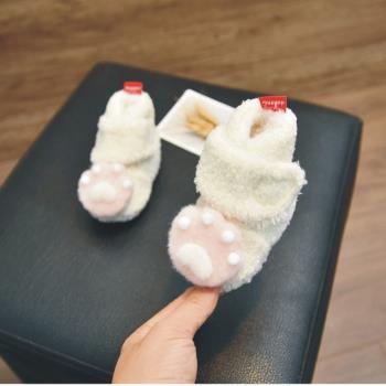 冬0-1歲新生嬰兒加厚加絨棉鞋子3-6-12個月寶寶保暖防掉學步鞋襪