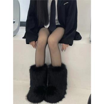 冬季可愛辣妹時尚個性高筒毛毛靴