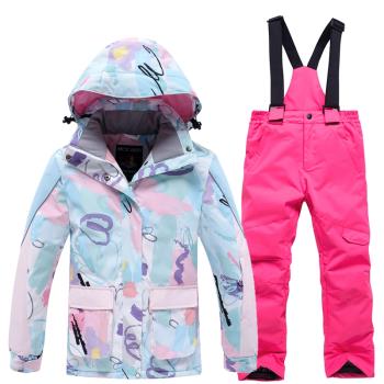 兒童滑雪服套裝女童冬季戶外防水保暖加厚單板雙板滑雪衣褲兒童